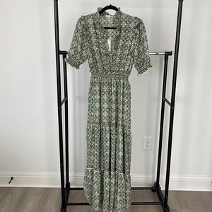 Max Studio Ruffle Collar Print Maxi Dress